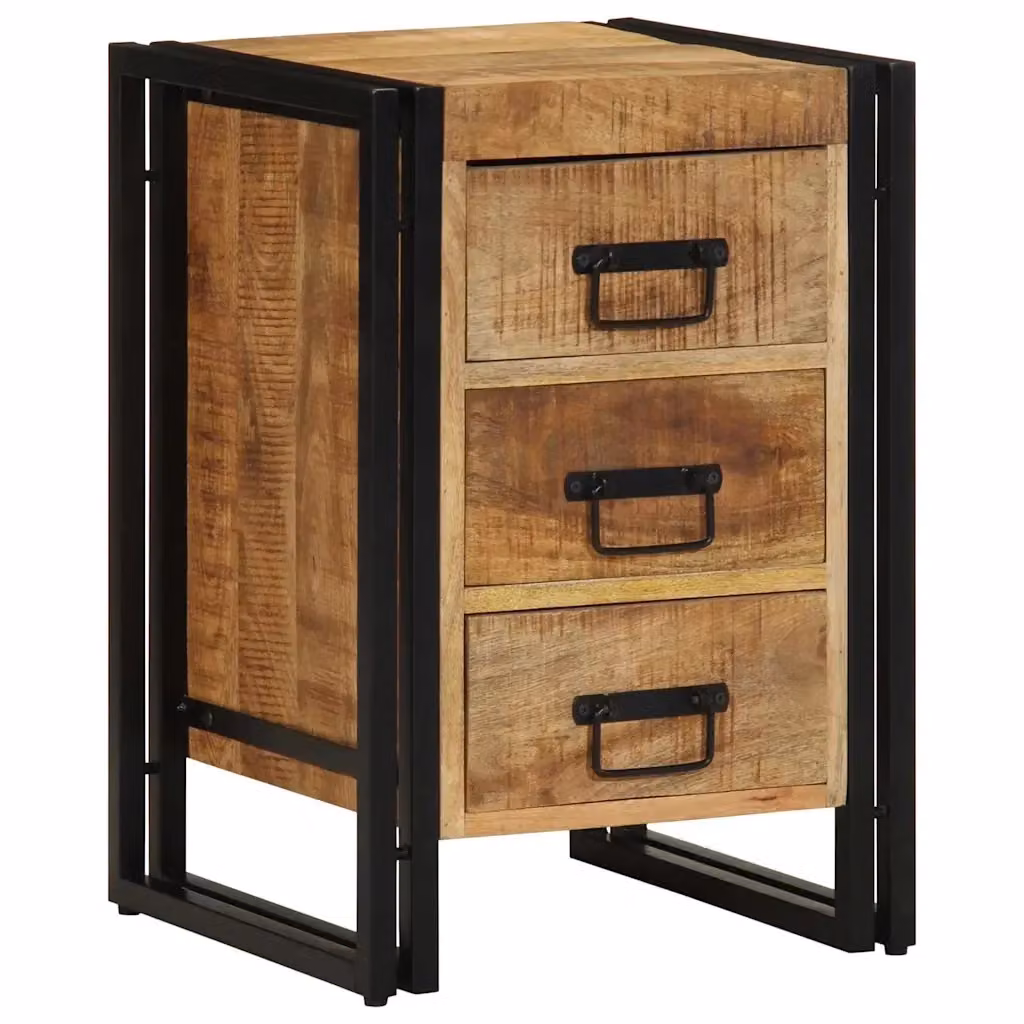 Armadio da notte vidaXL in legno di mango massello marrone stile rustico L/P/H: 40 x 40 x 59 cm – 2