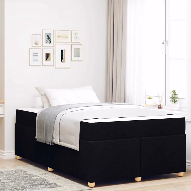 Letto moderno vidaXL con materasso in tessuto nero L: 120 cm, P: 200 cm, H: 66 cm