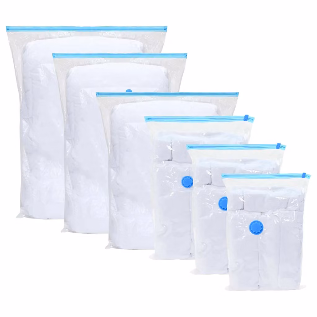 Set di 5 sacchetti per stoccaggio vidaXL in plastica, trasparente e blu, 70 x 50 cm