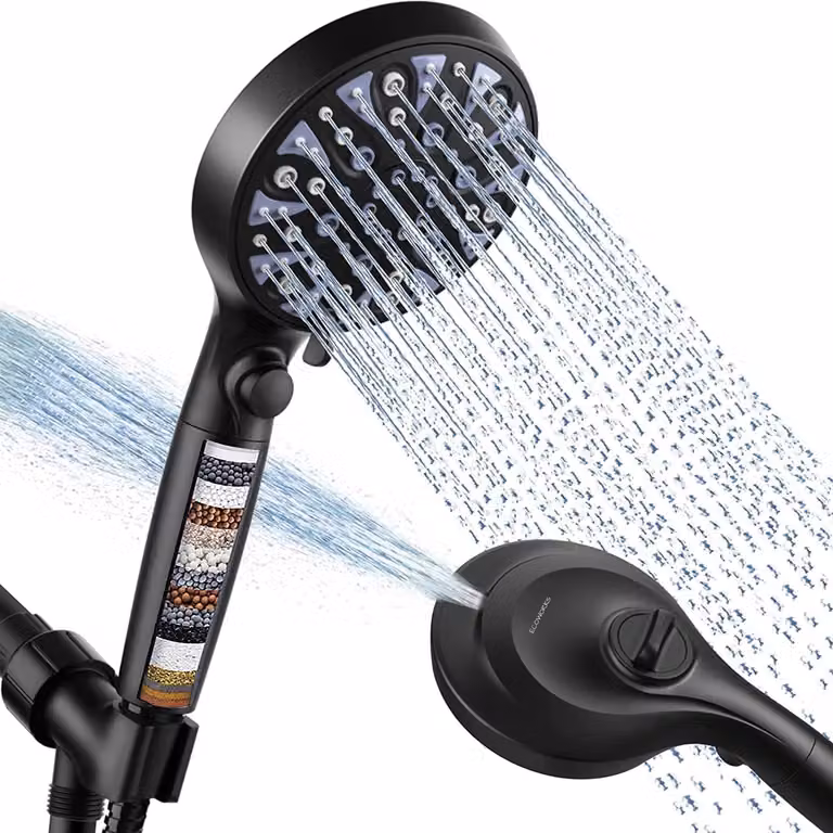 Doccia a risparmio idrico, alta pressione, 15 strati filtranti, 8 tipi di getto, ideale per la doccia