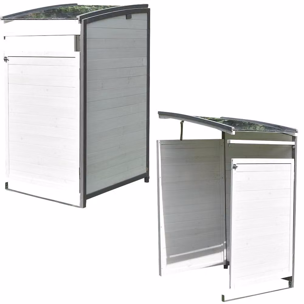 Copertura per bidoni della spazzatura grigio/bianco Box aggiuntivo 2x 120L o 240L Box da giardino Tetto in zinco