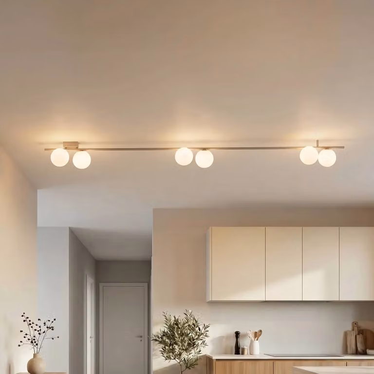 Plafoniera soffitto Imelo TK Lighting, dimmerabile, Crema / Ambra, Camera da letto, Vetro, Plafoniera