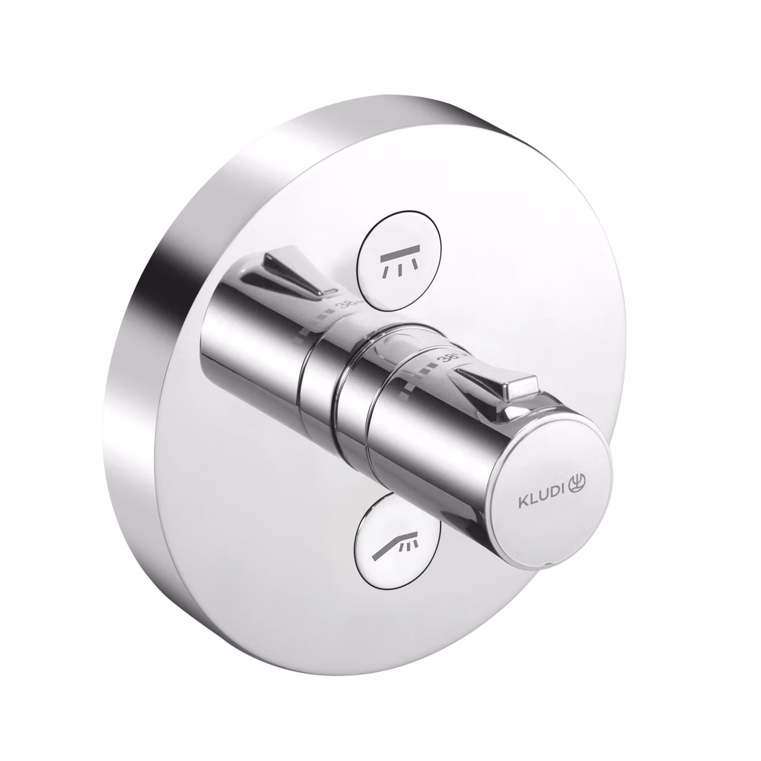 KLUDI PUSH Mitigeur thermostatique encastré, de deux consommateurs, rosace ronde, chrome, 389120538, 389120538