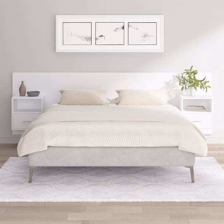 vidaXL Testiera per Letto con Comodini Integrati in Legno Multistrato Bianco