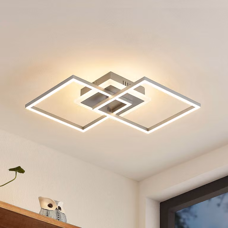 Plafoniera a LED Fjardo Lindby, dimmerabile, Alluminio / Grigio / Zincato, Soggiorno / Sala da pranzo, Alluminio, Moderno, Plafoniera LED