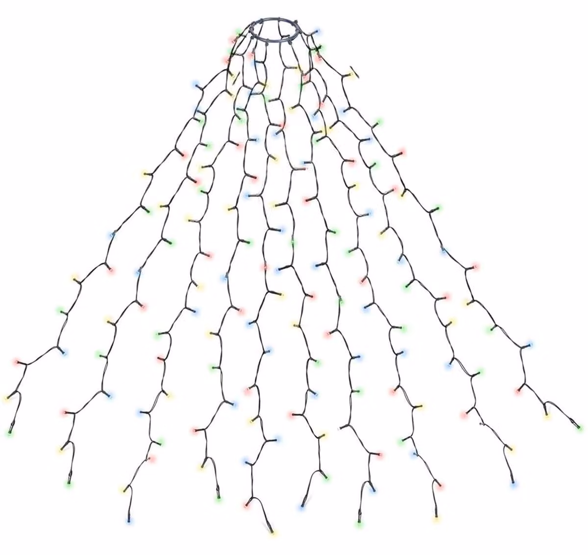 SALCAR, illuminazione per albero di Natale da 3 metri con anello e 10 ghirlande, catena luminosa LED da 350 luci per alberi di Natale, impermeabile, adatta per alberi di altezza da 120 cm a 350 cm, multicolore