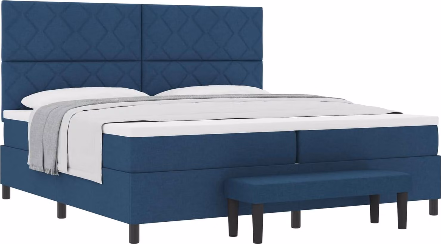 Letto a molle con materasso Blu 200 x 200 cm Tessuto