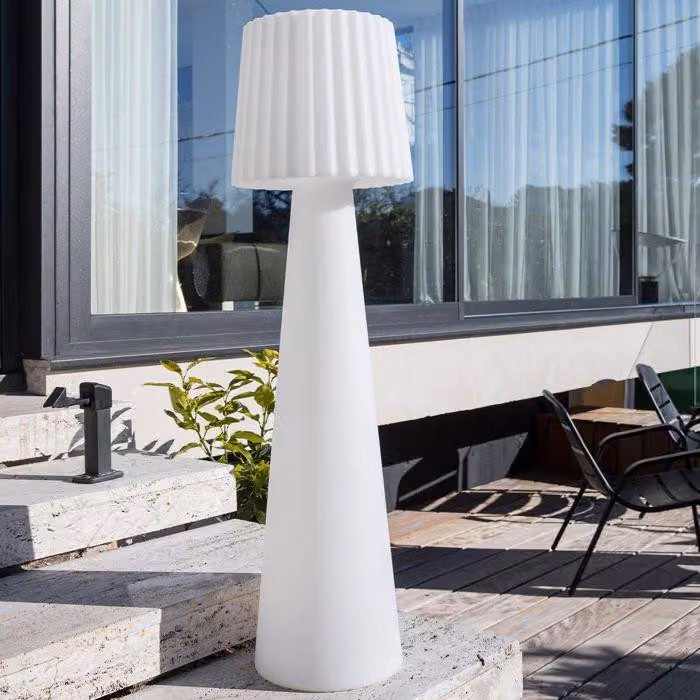 Lampada da esterno a batteria - LUMISKY - LADY C110 - LED multicolore dimmerabile - Paralume ondulato - Telecomando - H 110 cm