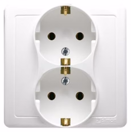Presa doppia (modulo) con contatto di terra 16A 250V bianco metallizzato da incasso BGSZ2/11