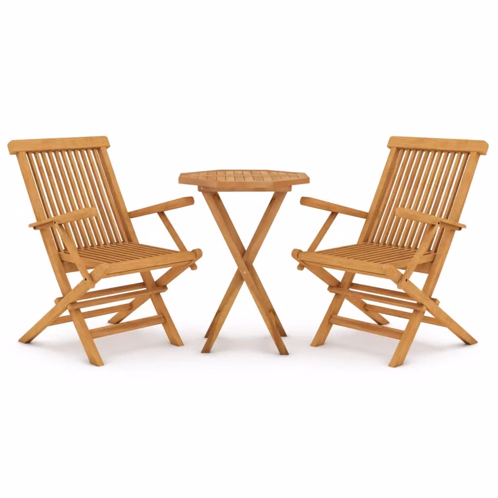 Set da Pranzo per Giardino 3 pz in Legno Massello di Teak