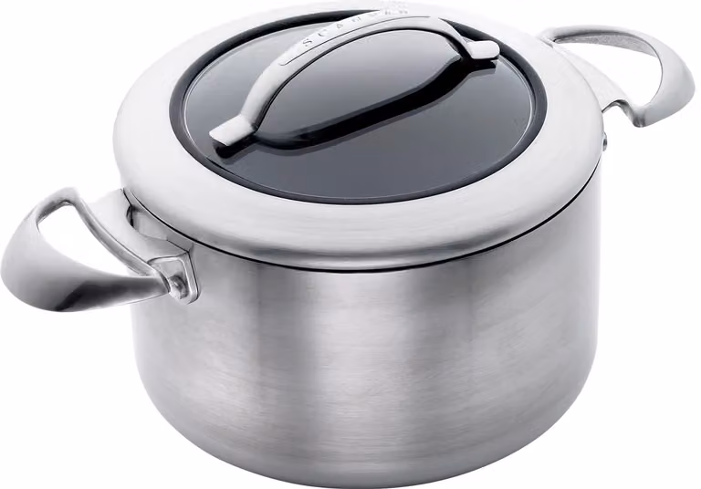 Casseruola alta serie CTX in Alu-inox per induzione con un maniglie e coperchio in acciaio inox, diam. 26cm
