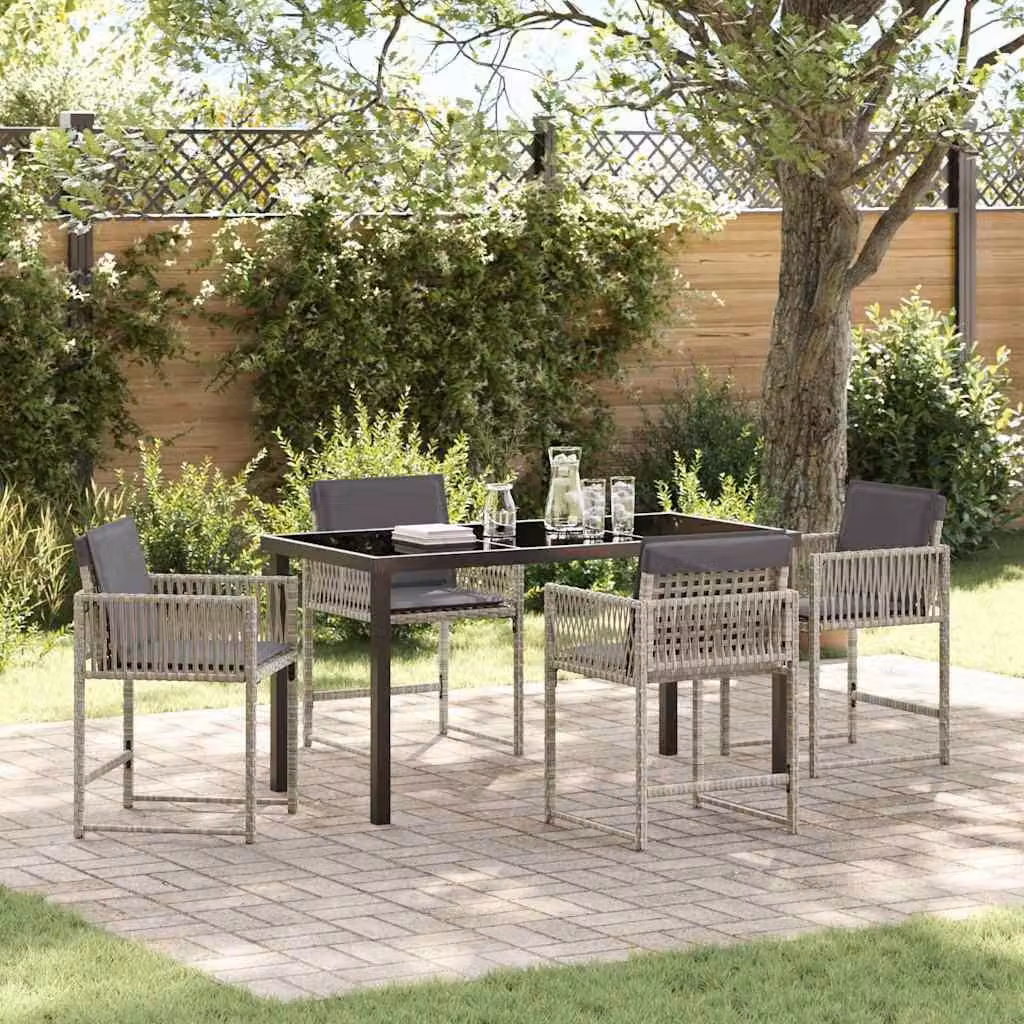 Maison Exclusive - Set da giardino per esterni, 5 pezzi, rattan sintetico color grigio chiaro