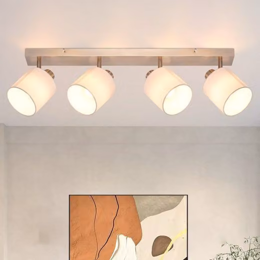 ZMH lampada da soffitto a 4 fiamme in nichel, faretto da soffitto vintage Faretto da parete a LED orientabile 350° E14 (senza lampadina)