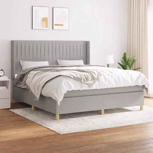 Giroletto a Molle con Materasso Grigio Chiaro180x200 cm Tessuto 3132169