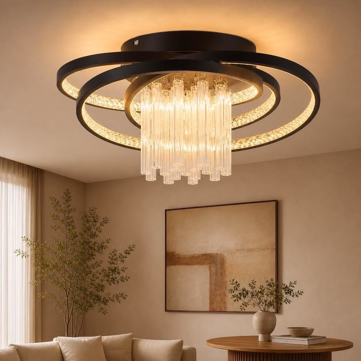 ZMH LED plafoniera 40W lampada rotonda soggiorno lampada camera da letto 3000K bianco caldo lampada corridoio in vetro illuminazione a soffitto
