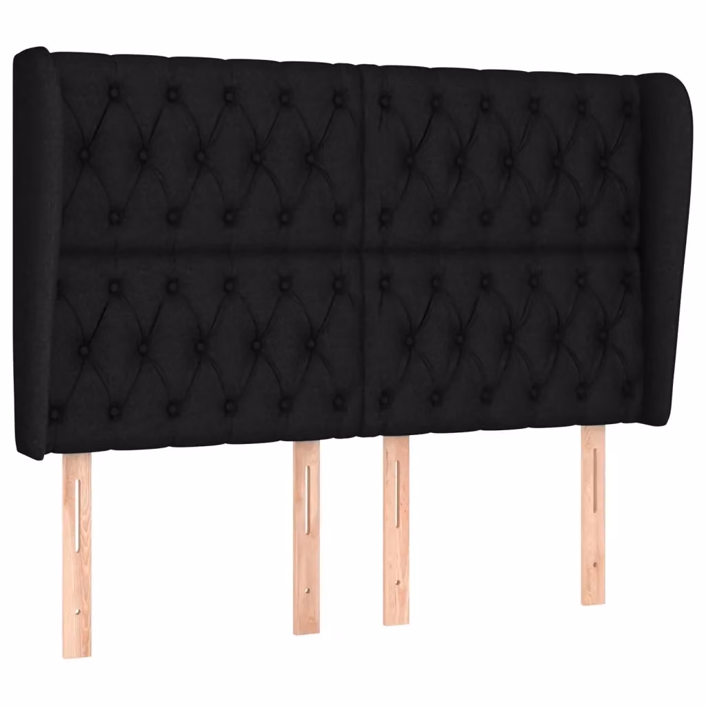 Testiera ad Orecchio vidaXL in Tessuto Nero, L/P/H: 147 x 23 x 118/128 cm – 3