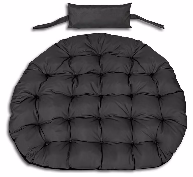 Cuscino da giardino 120 cm per sedia sospesa a nido di cicogna impermeabile nero