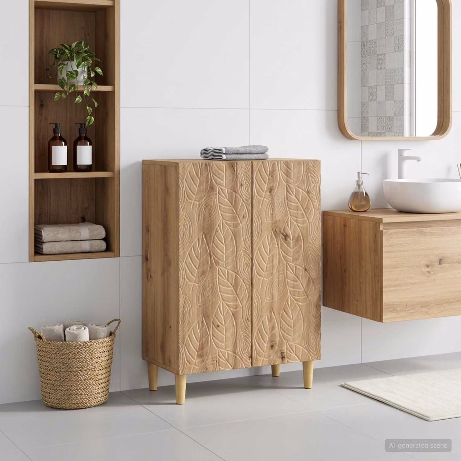 Mobiletto da Bagno Moderno vidaXL DELFT in Rovere Marrone con Ante a Battente L/P/H: 59,5 x 31 x 80 cm