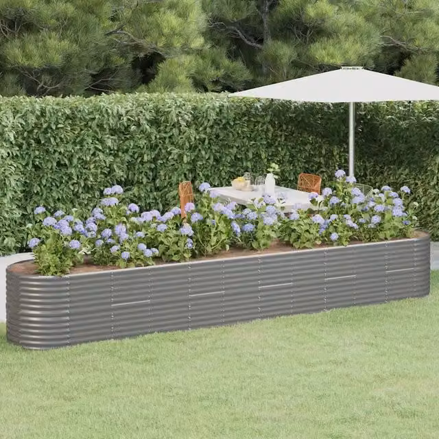 Letto rialzato per orto in acciaio zincato grigio L: 440 cm, P: 80 cm, H: 68 cm – 1