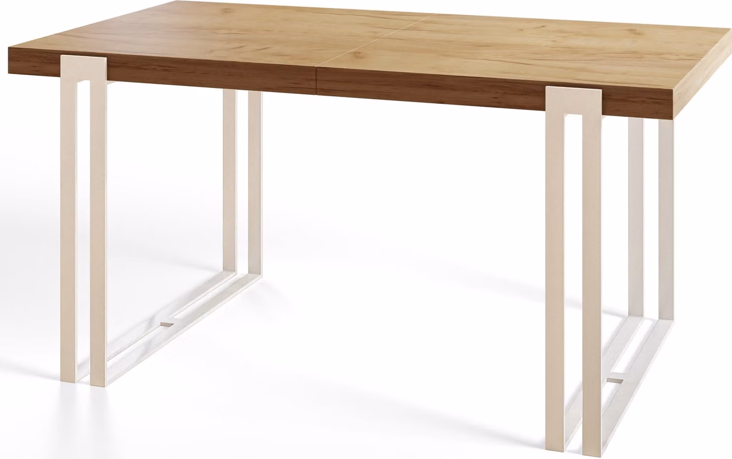 Tavolo rettangolare per sala da pranzo ROSA, dimensioni: 160X90X77 cm, tavolo per soggiorno colore: CRAFT, con gambe in metallo di colore bianco