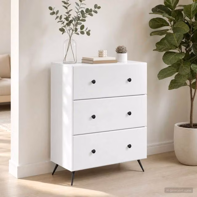 Mobile con Cassetti Moderno vidaXL Bianco L: 66 cm, P: 34,5 cm, H: 90 cm