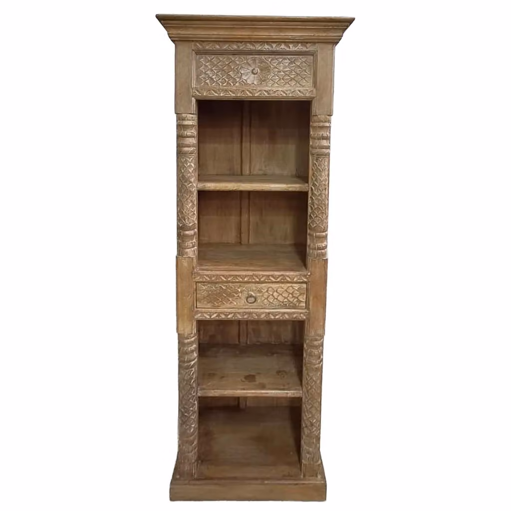 Scaffale in legno WANDERLUST DECO marrone con pannello posteriore L: 57 cm, P: 38 cm, H: 180 cm – 2