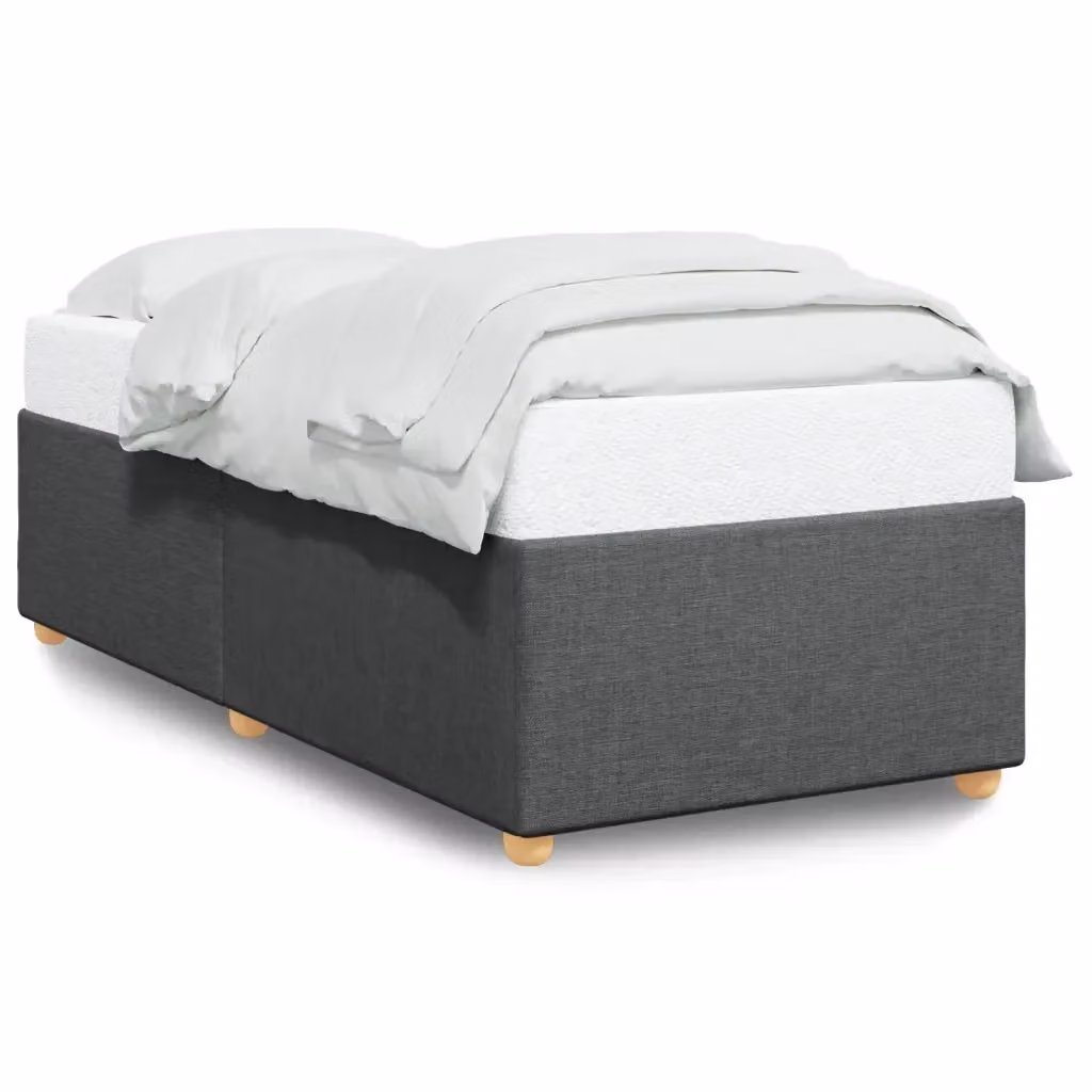 vidaXL Giroletto senza materasso in tessuto grigio con doghe in legno 90 x 200 cm – 2
