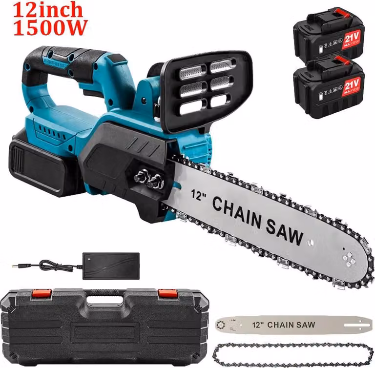 Motosega elettrica, motore brushless, design senza fili, batteria da 12 pollici 1500W-2, spina UE