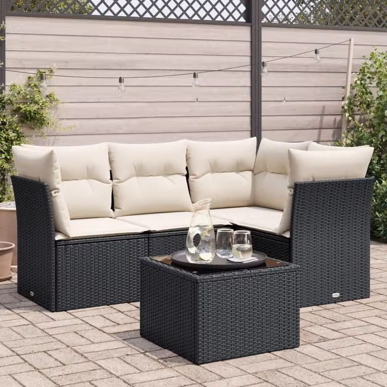 Maison Exclusive - Set Divani da Giardino 5 pz con Cuscini in Polyrattan Nero