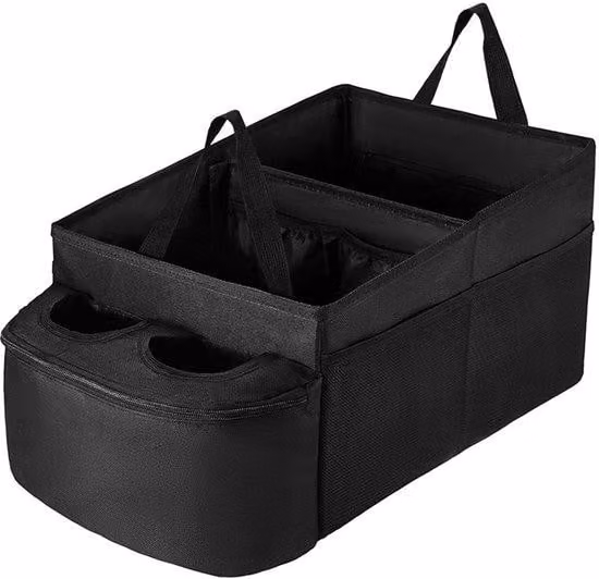 Borsa portaoggetti da bagagliaio, adatta per SUV, berline e autocarri, con fondo robusto, per riporre gli accessori dell'auto, nera.