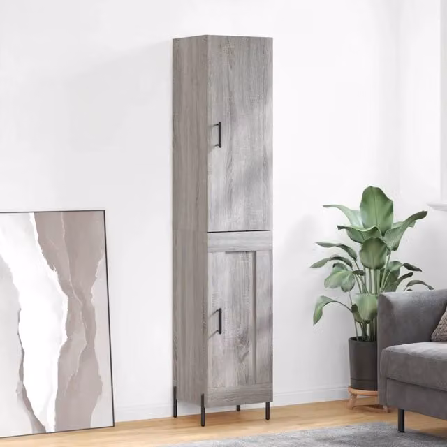 Credenza Buffet Design Mania Grigio con Ante a Battente per Cucina e Soggiorno L/P/H: 34,5 x 34 x 180 cm