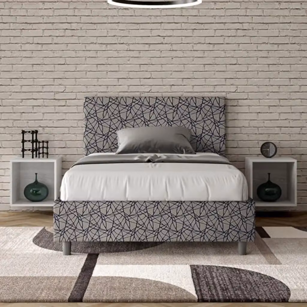 Letto una piazza e mezza contenitore imbottito Adele Ityhome in tessuto Era 9 blu L/P/H: 120 x 200 x 135 cm – 2