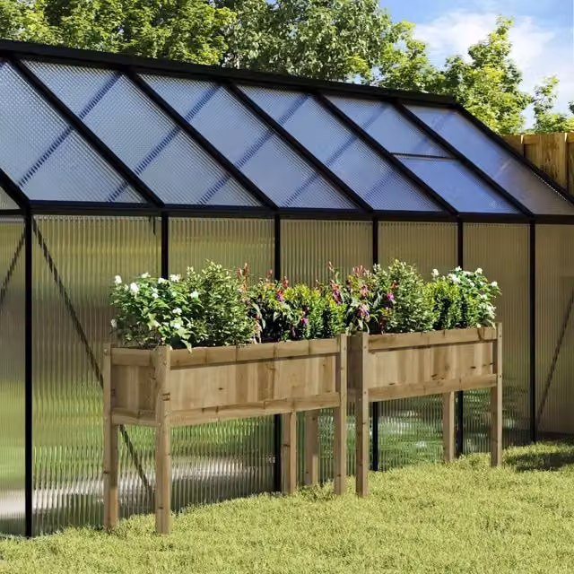 Set di 2 fioriere rialzate vidaxl in legno per giardino ornamentale o orto, disponibili nei colori nero o marrone