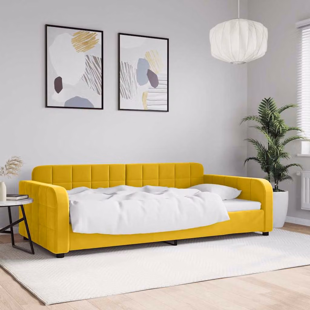 Letto da giorno vidaXL in velluto giallo con struttura in legno e metallo L: 200 cm, P: 100 cm, H: 71 cm