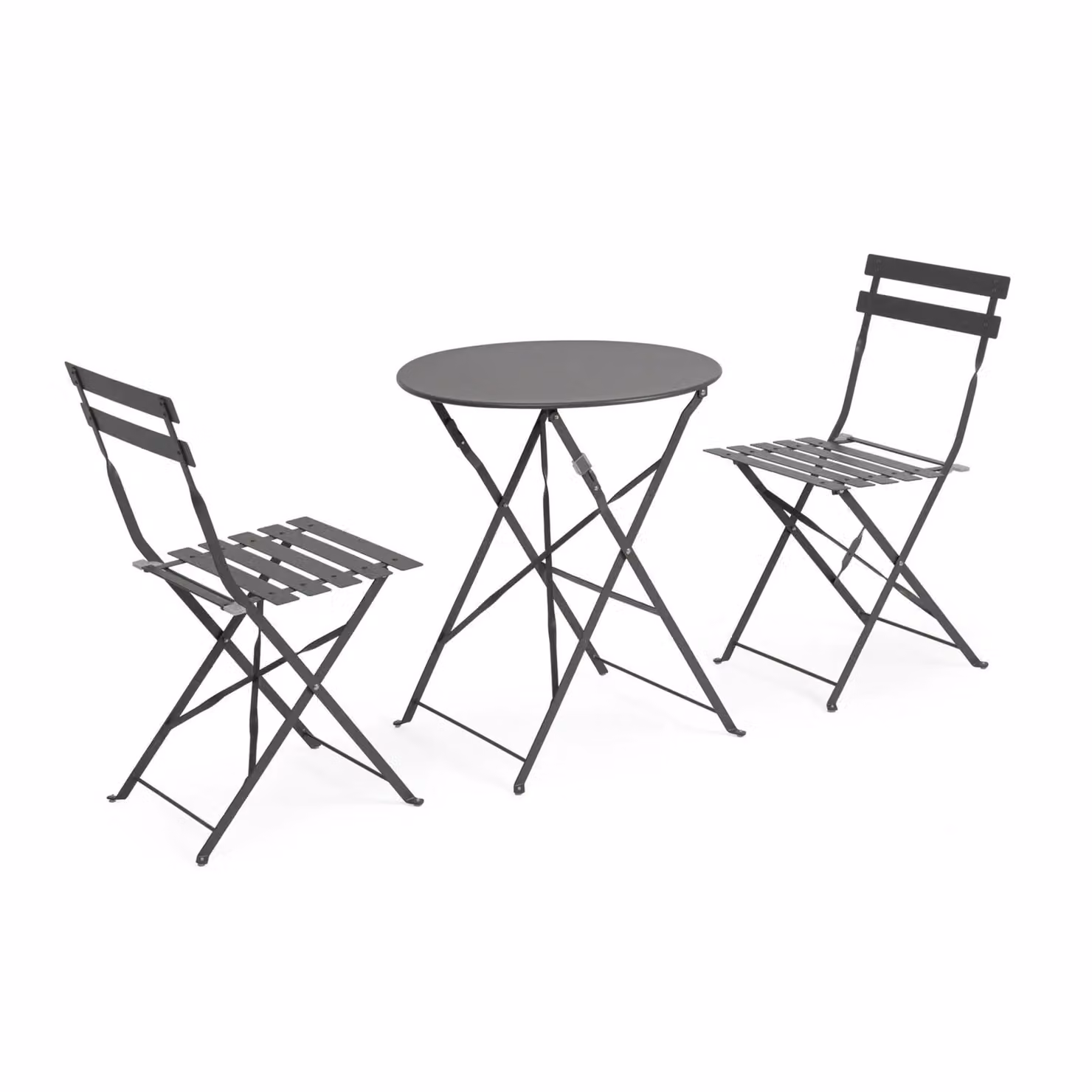 Set bistrot AUSTIN in acciaio antracite, pieghevole