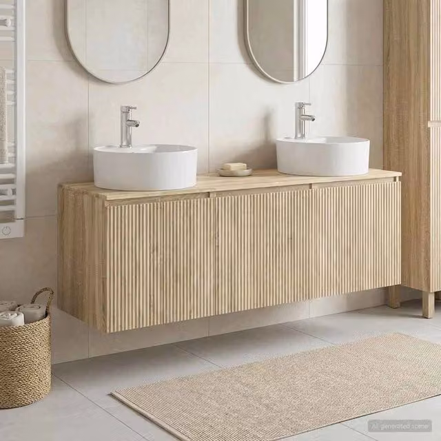 Set di Armadi da Bagno 3 pz Rovere Sonoma 49,5 x 44,5 x 65 cm 3405669