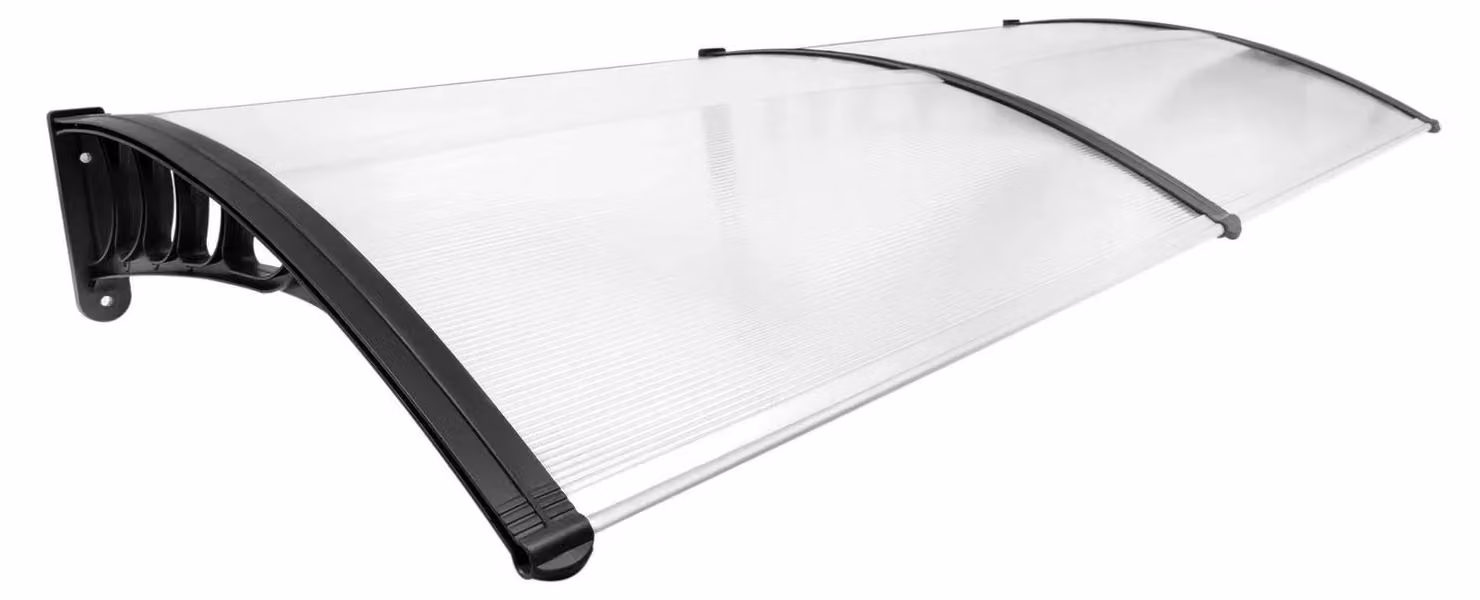 Tenda per porta d'ingresso - Copertura da montare a parete - 200 x 90 cm - Pannello in policarbonato trasparente da 5 mm - Protezione contro la pioggia e i raggi UV per l'ingresso - Trasparente