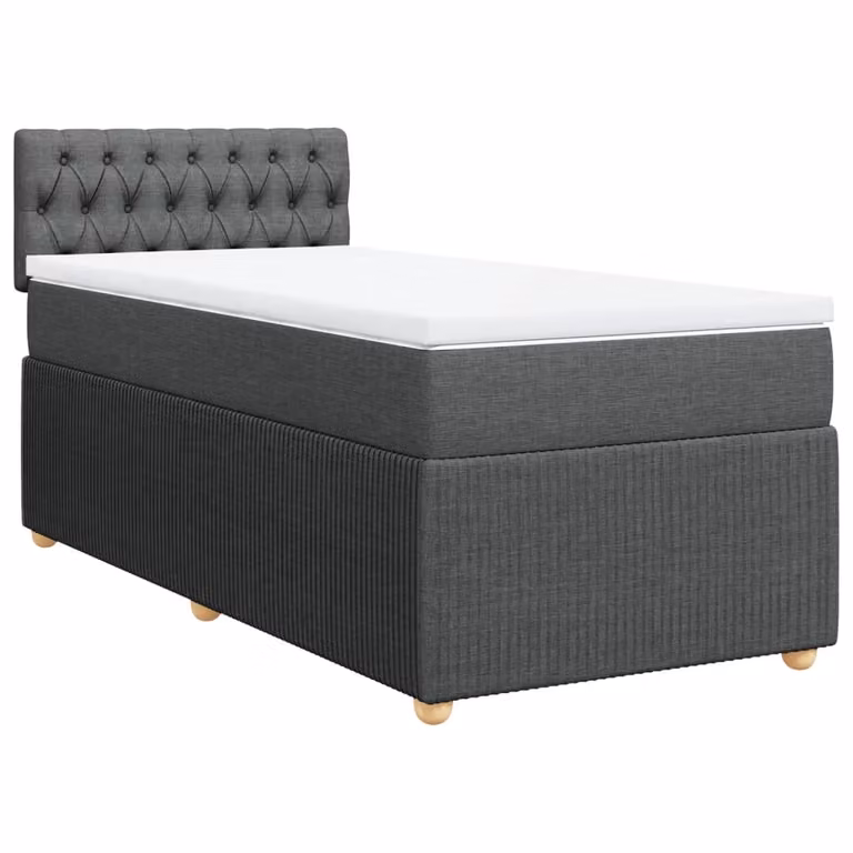 Giroletto a Molle con Materasso Grigio Scuro 100x200 cm Tessuto