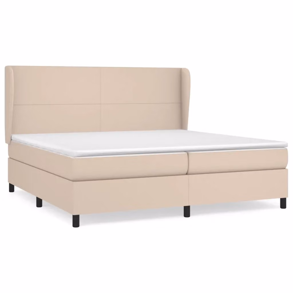 Letto a molle con materasso vidaXL in similpelle beige e bianco L/P/H: 200 x 200 x 128 cm – 2