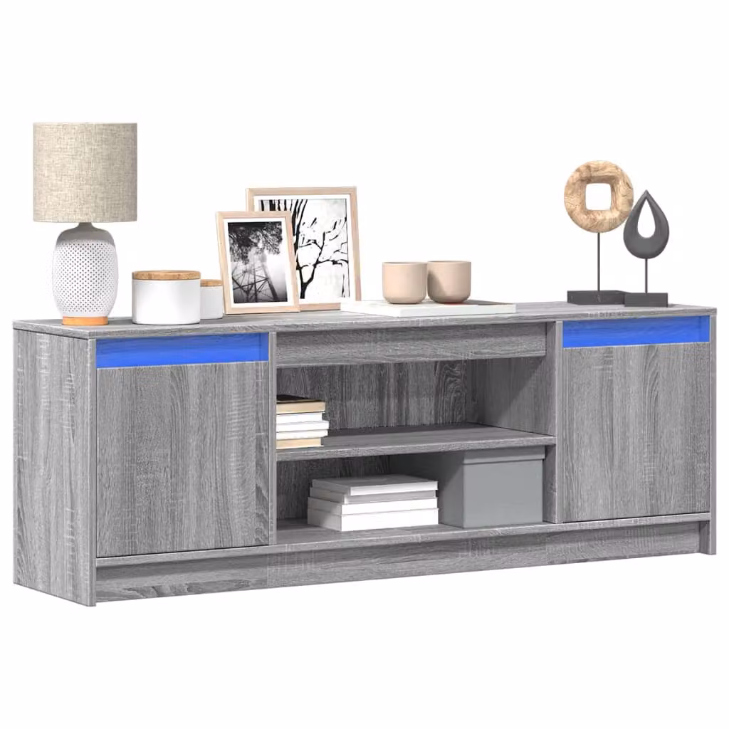 vidaXL Mobile Porta TV con LED Grigio Sonoma L: 139,5 cm, P: 34 cm, H: 50 cm