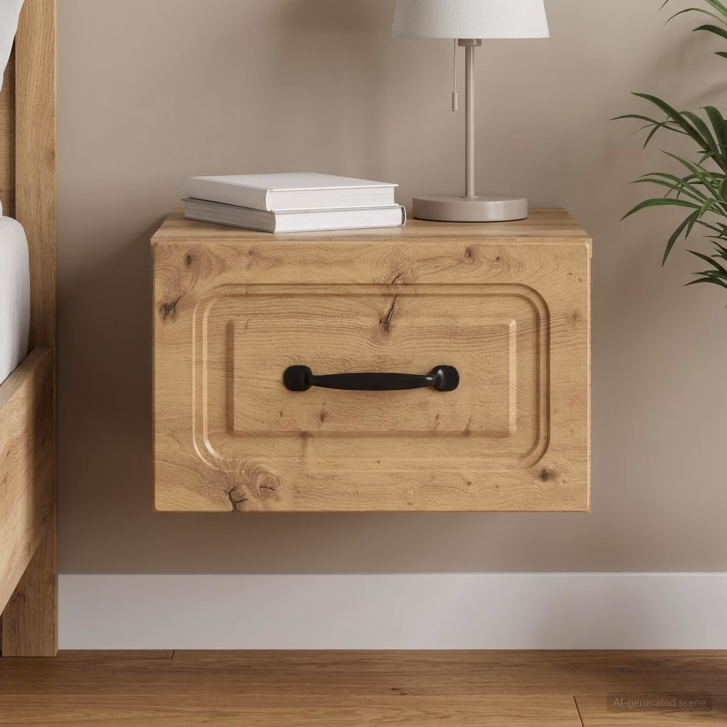 vidaXL Mobiletto da notte sospeso moderno marrone L: 34,5 cm, P: 33 cm, H: 20 cm