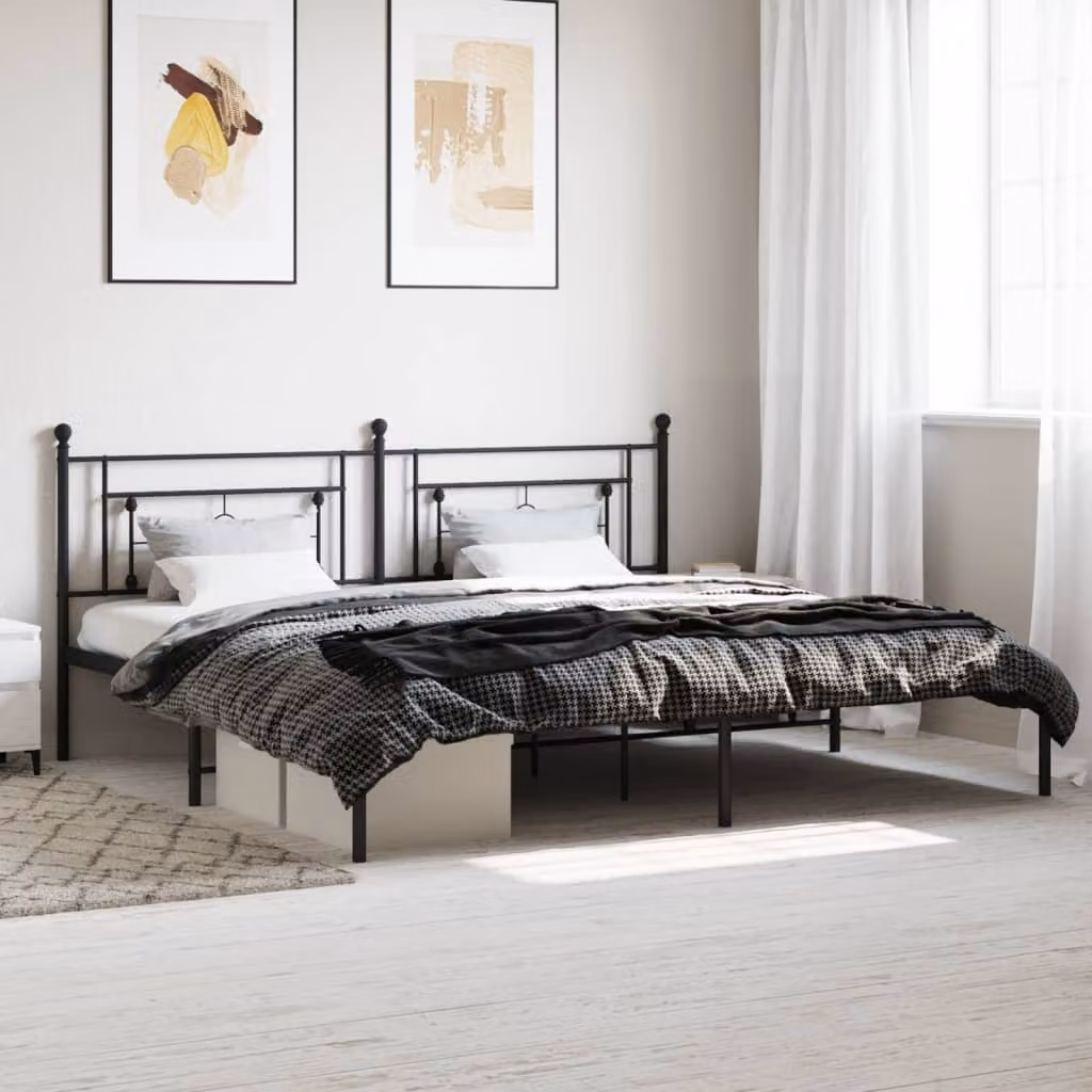 Giroletto con testiera in metallo nero vidaXL L/P/H: 200 x 200 x 97 cm