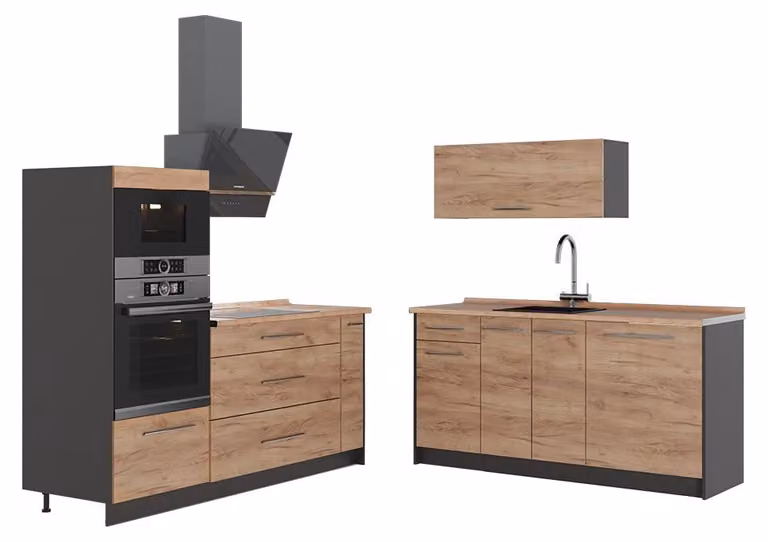 Cucina Vicco Fame-Line Rovere dorato/Antracite 340 cm, PL Rovere, Model 63666