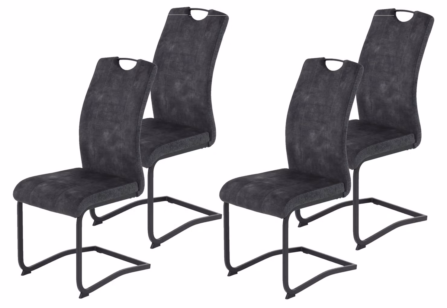 Set di 4 sedie da pranzo, colore antracite/nero, ergonomiche, con capacità di carico fino a 120 kg