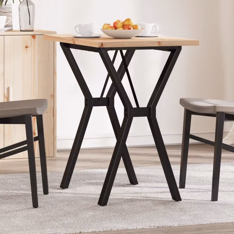 vidaXL Tavolo da Pranzo Rettangolare in Legno di Pino e Acciaio con Telaio a Y, Marrone, L 80 x P 50 x H 75,5 cm
