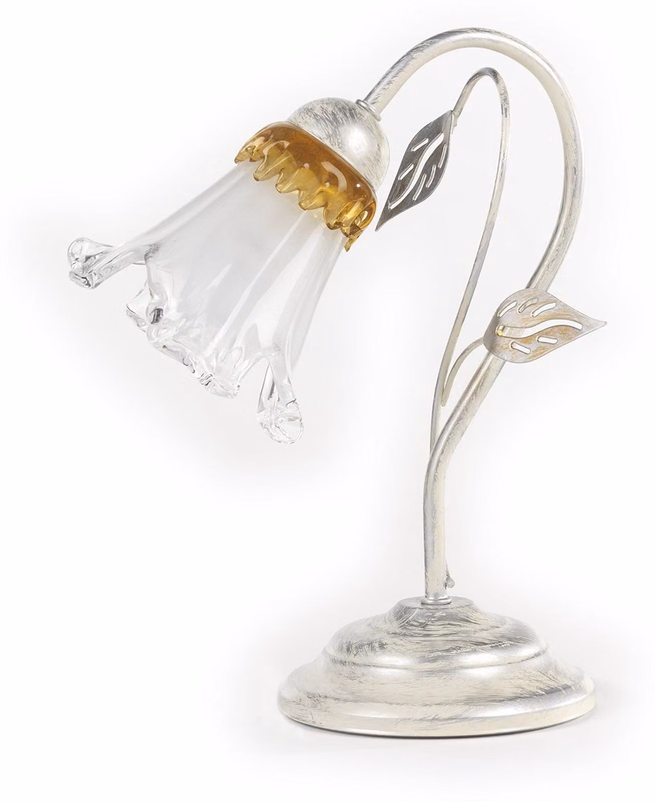 Lampada da tavolo bianca/argento/oro, in metallo/vetro, attacco E14, dimensioni 25x30 cm