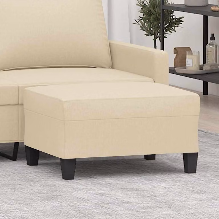 Poggiapiedi vidaXL in tessuto beige con struttura in legno L: 70 cm, P: 55 cm, H: 41 cm