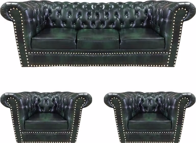 Sofagarnitur 3tlg Sofa Couch Polster Chesterfield Design 2x Sessel Ledersofa