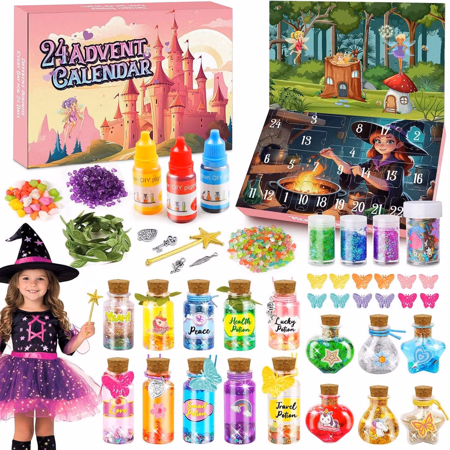 Calendario dell'Avvento 2026 per bambini - Regali di Natale creativi per bambine e bambini dai 6 anni in su - Giocattoli da assemblare - Pozioni magiche - Kit per attività creative