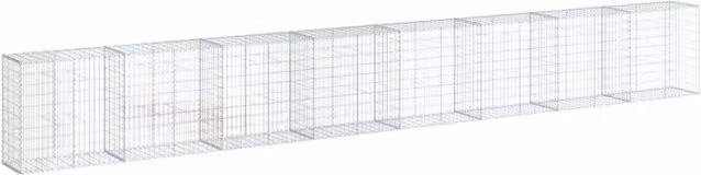 Gabbione muro di contenimento e recinto a gabbia con coperchio in ferro zincato argento L: 800 cm, P: 50 cm, H: 100 cm